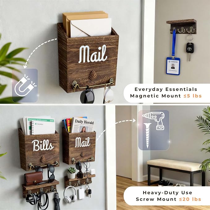 eBun Narrow Wood Mail Holder 2-Pack - Image 7