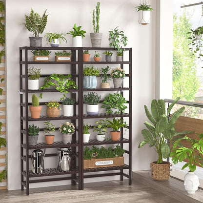 Homykic 6-Tier Bamboo Bookshelves and Bookcases, Adjustable 63.4”Tall Shallow - Image 5