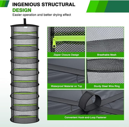 Yesker 8 Layer Herb Drying Rack Hanging Mesh Foldable Plant Drying Racks 24" w - Image 3