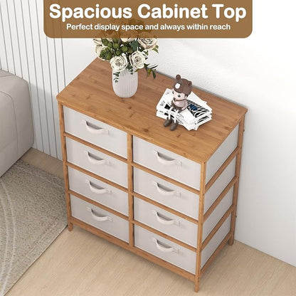 Giantex 8 Drawers Dresser for Bedroom, Bamboo Fabric Storage Tower - Image 4