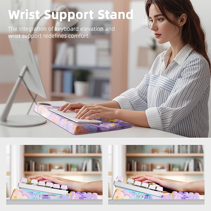 Ospelelf Keyboard Wrist Rest Pad, Comfy Ergonomic Keyboard Stand Riser Holder - Image 4