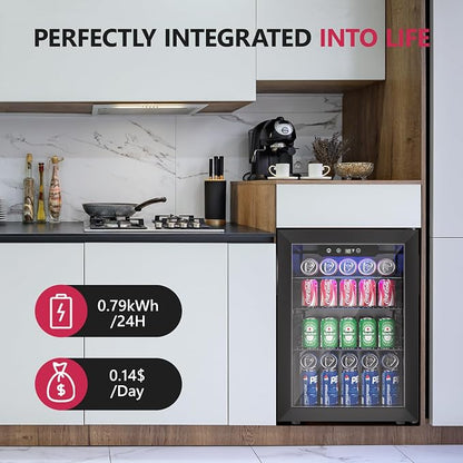 100 Can Beverage Refrigerator Cooler, 2.7 cu.ft Mini Fridge Glass Door - Image 7