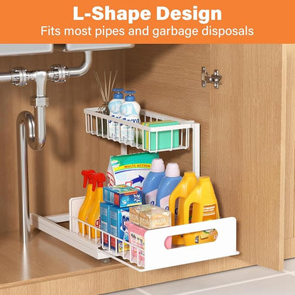 Under Sink Organizer 2 Tier, Pull Out Drawer Slides Under Sink Storage - Image 4