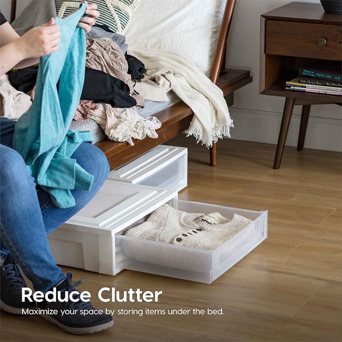 IRIS USA 27 Qt. Plastic Under Bed Storage Stackable Organizer Bin Container - Image 2