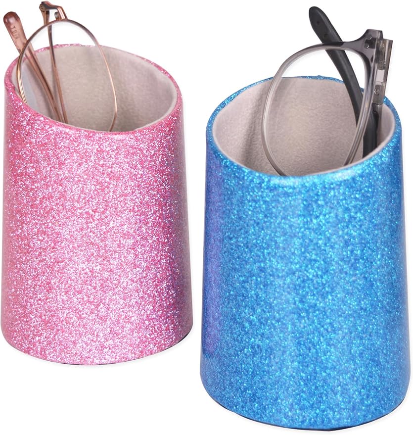 2 Pack Eyeglasses Holder PU Leather Glasses Stand Case Holder - Image 2