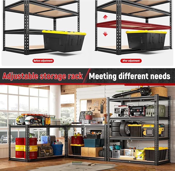 REIBII 40" W Garage Shelving 2000LBS Storage Shelves Adjustable Metal Shelving - Image 5