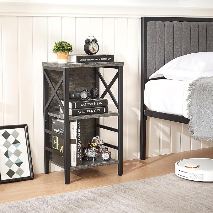 Small Bookcase, 3 Tier Industrial Bookshelf - Image 5