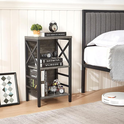Small Bookcase, 3 Tier Industrial Bookshelf - Image 5