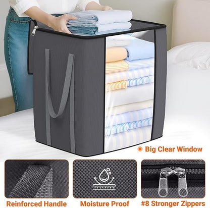 120L Extra Large Clothes Storage Bags, Foldable Blanket Storage and Organization - Image 4