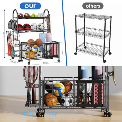 Garage Ball Storage, 2 in 1 Sports Equipment Organizer, Garage Organizer - Image 6