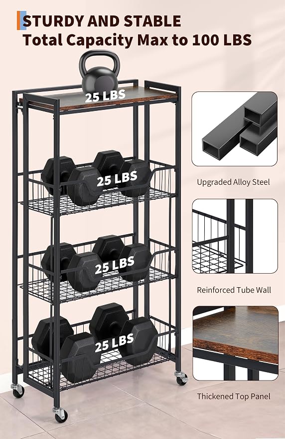 GarveeHome Large 4-Tier Foldable Kitchen Storage Shelf | No Assembly Required - Image 4