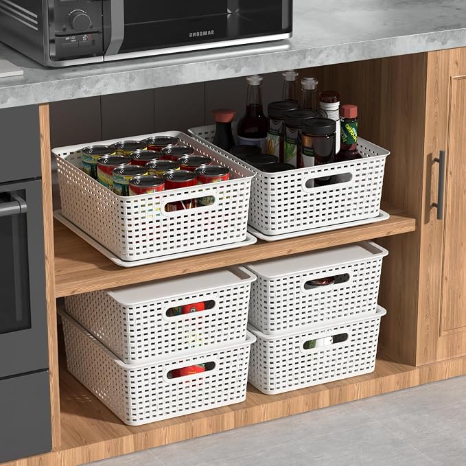 Hespama 6-Pack Plastic Weave Storage Basket - Image 6