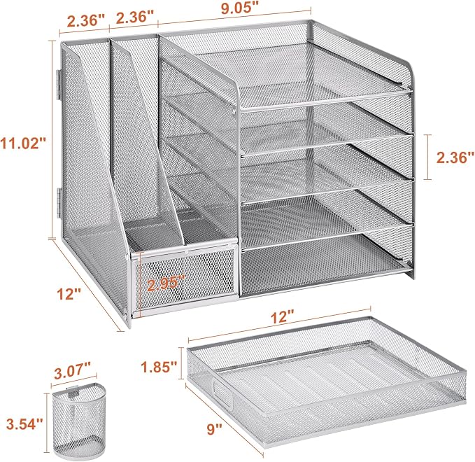 Marbrasse Desk Organizer with File Holder, 5-Tier Paper Letter Tray Organizer - Image 5