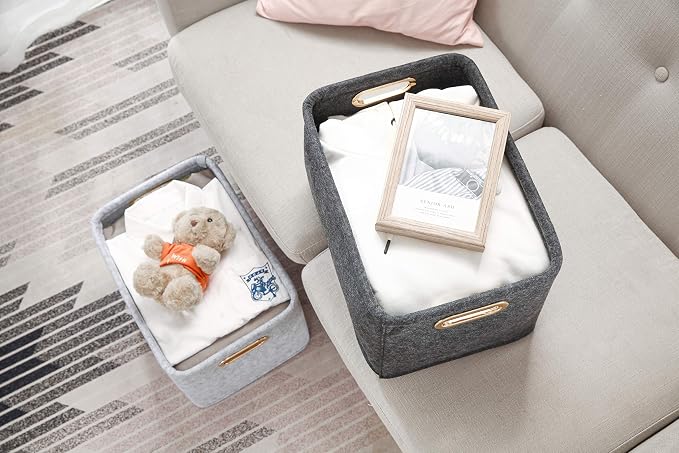 Collapsible Storage Bins Foldable Felt Fabric Storage Basket Organizer Boxes - Image 6