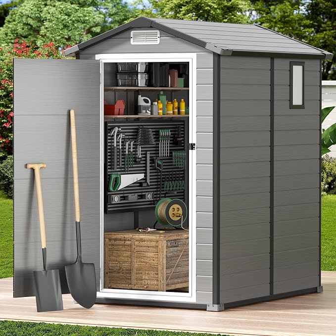 GVDV 4×6FT Outdoor Resin Plastic Storage Shed by GVDV