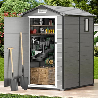 GVDV 4×6FT Outdoor Resin Plastic Storage Shed by GVDV