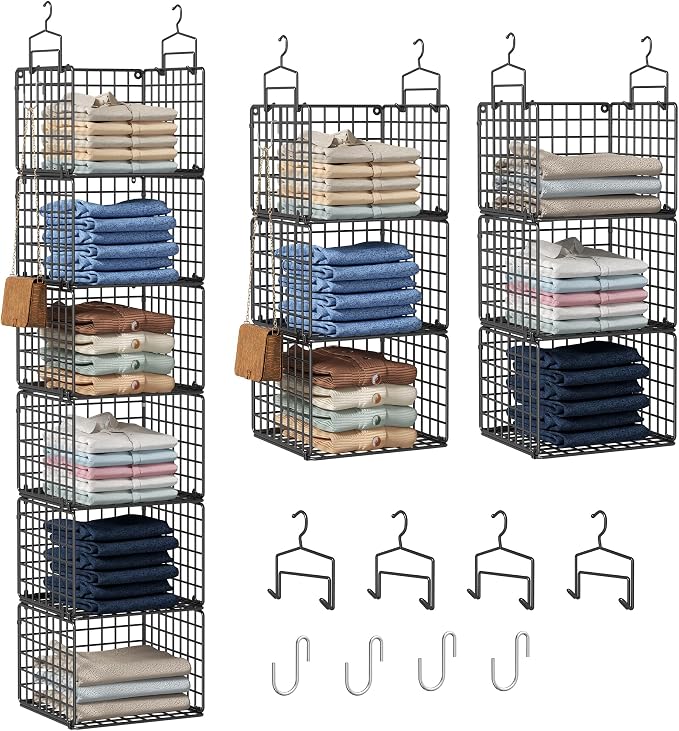 6 Tier Closet Hanging Organizer, Metal Closet Organizers and Storage by Orapoke
