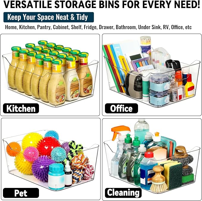 12 PACK Multi-Use Clear Plastic Storage Bins - Image 8