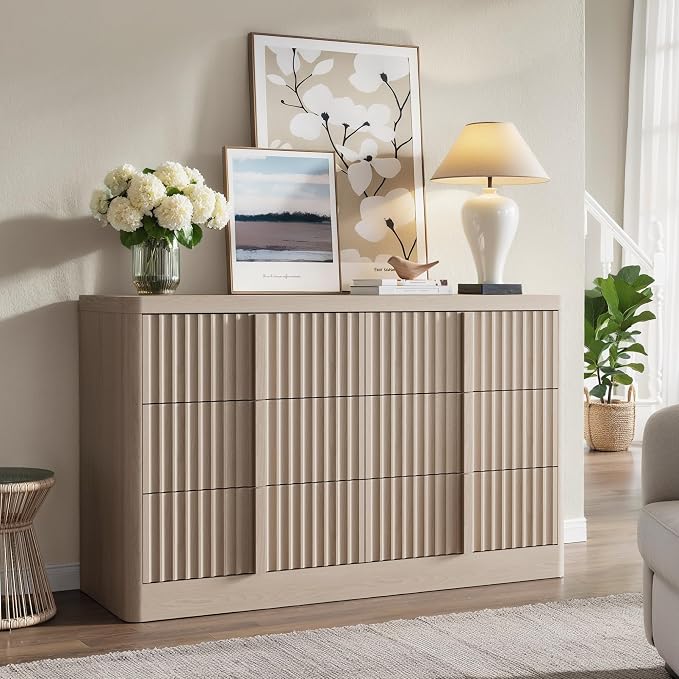 Fluted Dresser for Bedroom, Modern 6 Drawer Dresser by Harpaq