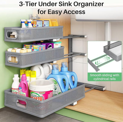 Kitstorack Under Sink Organizer, Slide out Storage Drawer Rack - Image 5