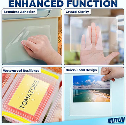 Mifflin-USA - Index Card Holder - 4x6”, 30 Pack - Clear Self-Adhesive Pockets - - Image 2