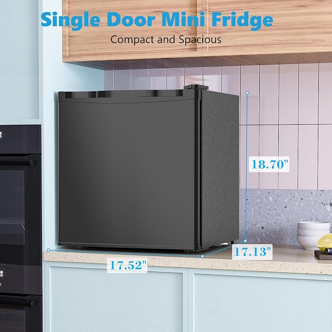 1.6 Cu.ft Mini Fridge with Freezer, Compact Refrigerator, Single Reversible Door - Image 4