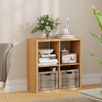 4 Cube Storage Organizer, Cubby Storage Shelf, 2x2 Cube Bookshelf, Wooden by JPIZISO
