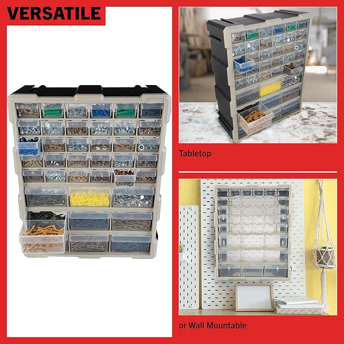 Stalwart 39-Drawer Plastic Small Parts Organizer, or Wall Storage Drawers - Image 4