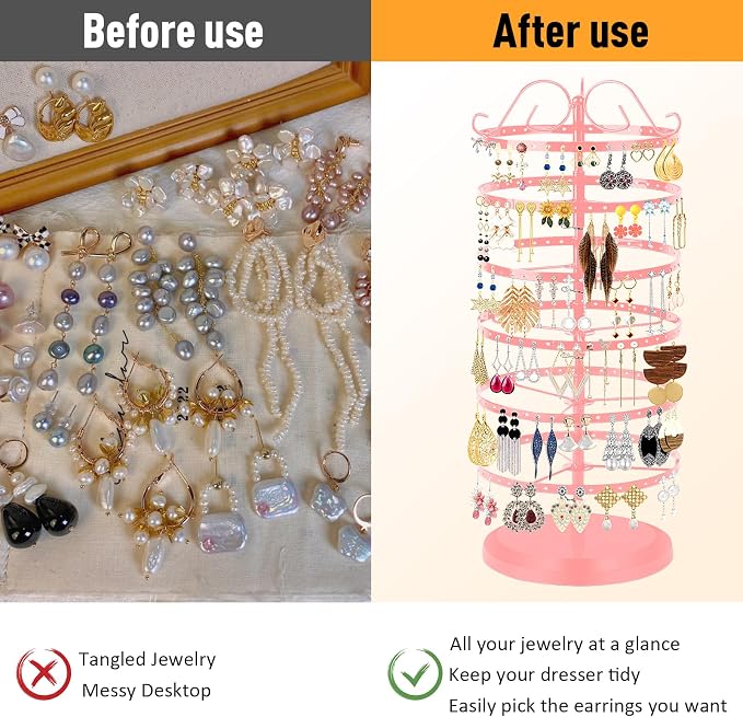 17Dec 6 Tier Rotating Jewelry Organizer Stand, 230 Holes Earring Holder - Image 6