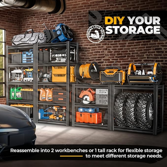 Auto Dynasty 5-Tier Storage Shelves, Metal Storage Utility Rack Shelf Unit - Image 3