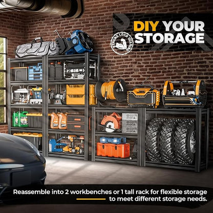 Auto Dynasty 5-Tier Storage Shelves, Metal Storage Utility Rack Shelf Unit - Image 3