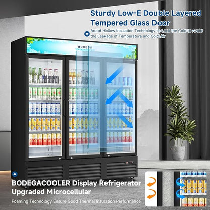 BODEGACOOLER Commercial Merchandiser Refrigerator, 3 Glass Door Commercial - Image 3