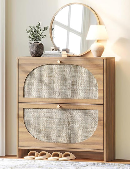 Nicetree Rattan Arched Accent Shoe Storage Cabinet by Nicetree