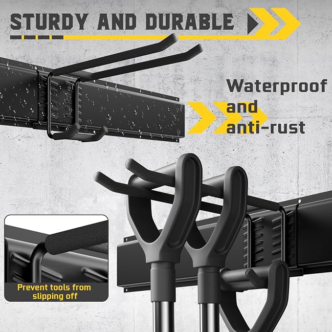 48" Garage Tool Organizer Wall Mount, 660lbs Heavy Duty Steel Garden Tool - Image 4