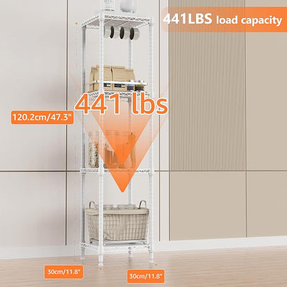 IZEUK 4 Tier Steel Storage Shelves, Adjustable Wire Shelving Unit - Image 4