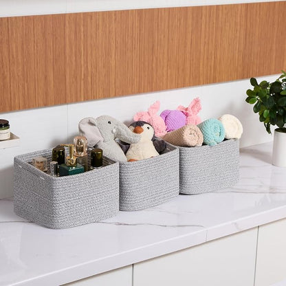 Small Organizing Baskets for Cubes Shelf, 9.7x9.7x7.1 Inch Rope Woven Storage - Image 6