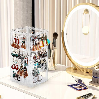 17Dec 360 Rotating Earring Holder Organizer Stand, 5 Tiers Acrylic Jewelry - Image 8