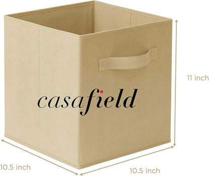Casafield Set of 6 Collapsible Fabric Cube Storage Bins, Sandy Beige - Image 7