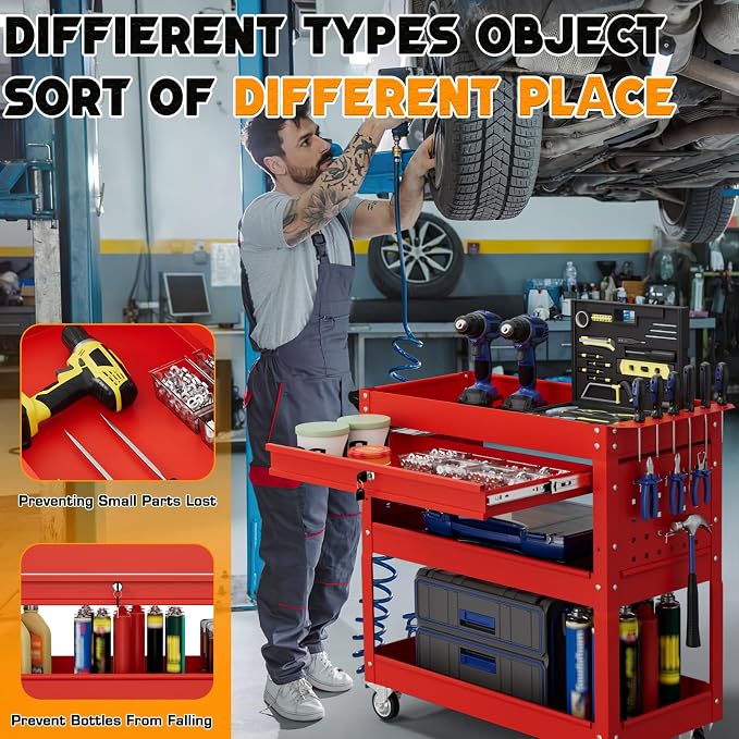 3 Tier Tool Cart on Wheels - Image 3