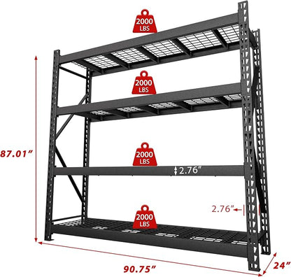 BlueWish 8000LBS Storage Shelves, 91 "W x 24 "D x 87 "H 4-Tier Adjustable Metal - Image 2