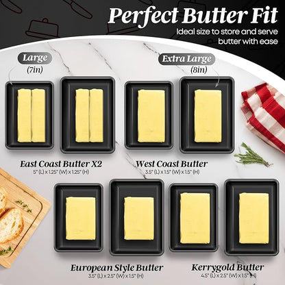 Flexzion Ceramic Black European Butter Dish - Image 4