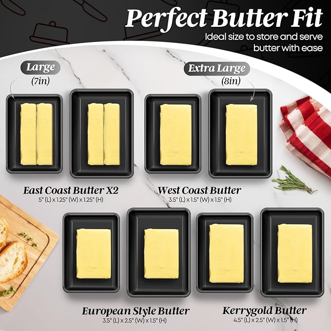 Flexzion Ceramic Black European Butter Dish - Image 4