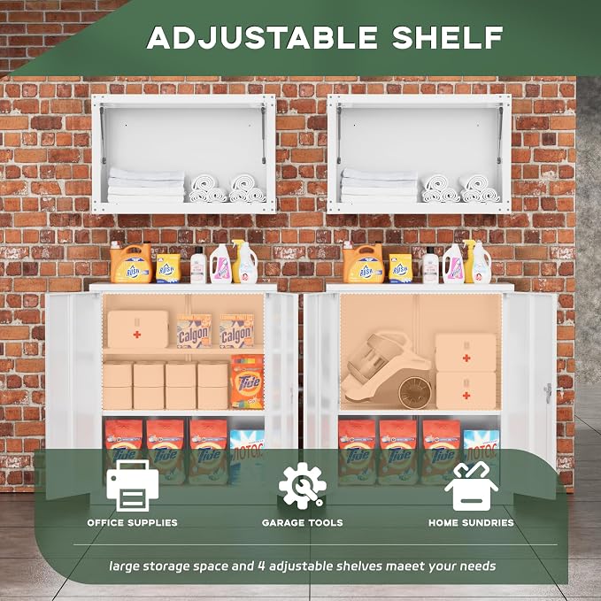 Greenvelly Metal Storage Cabinet, Lockable Storage Cabinets - Image 3
