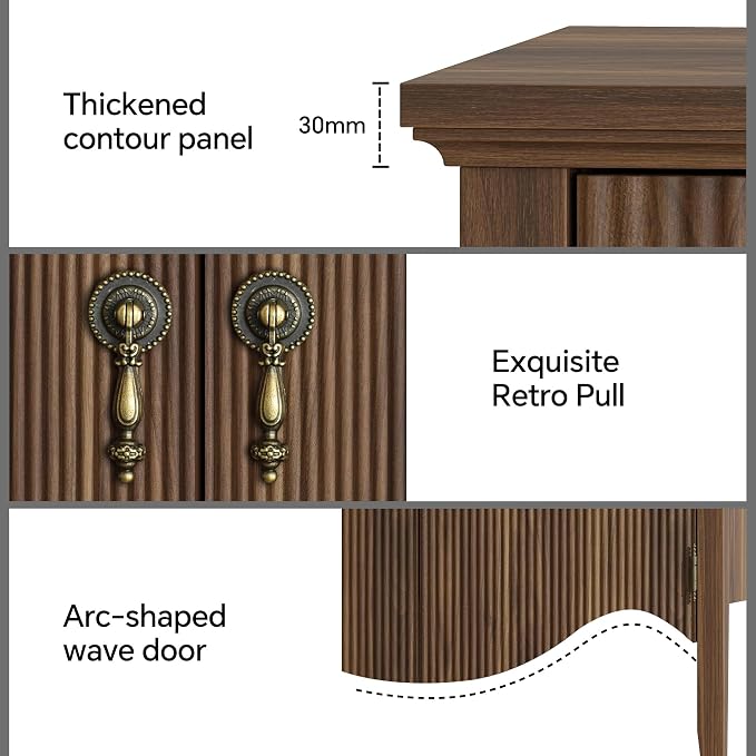 FUSUNBAO 40" Fluted Buffet Cabinet, Sideboard Credenza - Image 5