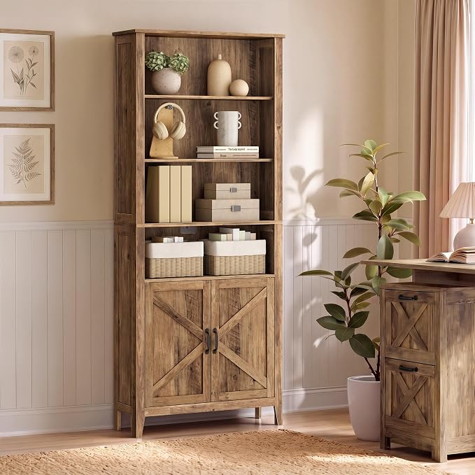VASAGLE Liry Collection Farmhouse Bookshelf, 6-Tier Bookcase by VASAGLEbySONGMICSHOME