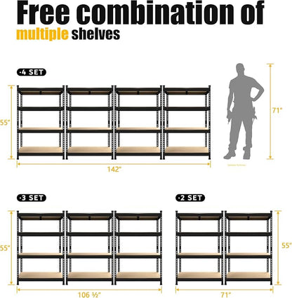 PrimeZone Storage Shelves 2 Packs 5 Tier Adjustable Garage Storage Shelving - Image 9