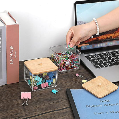 BTSKY 2 Pack Clear Stackable Paper Clip Holder - Image 2