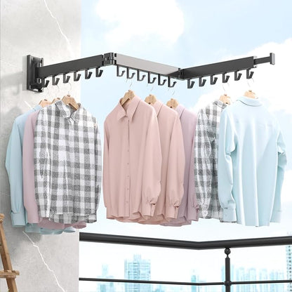 BOQORAD Drying Rack Clothing, Clothes Drying Rack Wall Mounted, Collapsible - Image 8