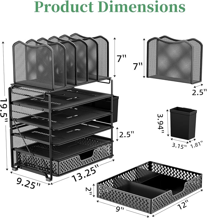 Simple Trending 5 Tier Mesh Desk File Organizer, Paper Letter Tray File Holder - Image 6