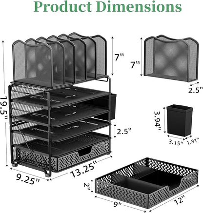 Simple Trending 5 Tier Mesh Desk File Organizer, Paper Letter Tray File Holder - Image 6